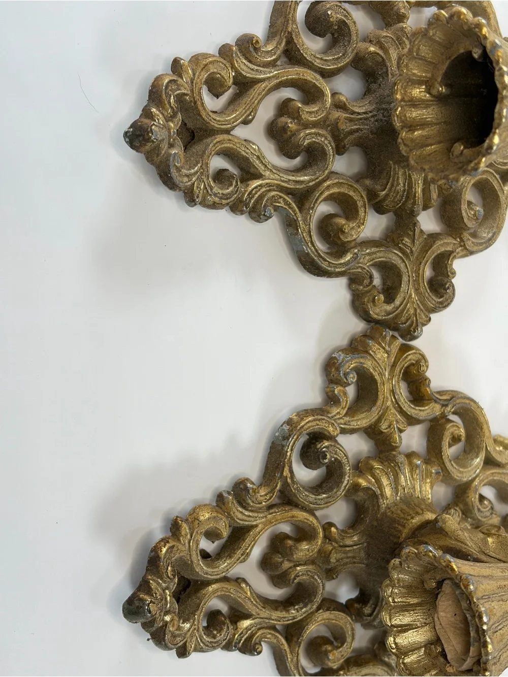 Antique-Style Brass Wall Sconces in Gold - Pair